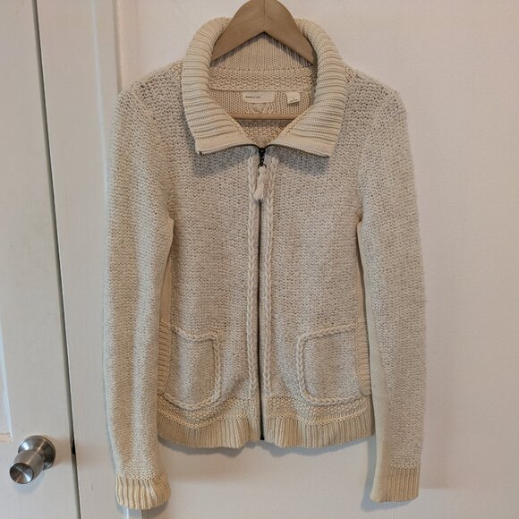 Anthropologie Sleeping On Snow Northbound Ivory Zip Up Cardigan - Picture 2 of 16